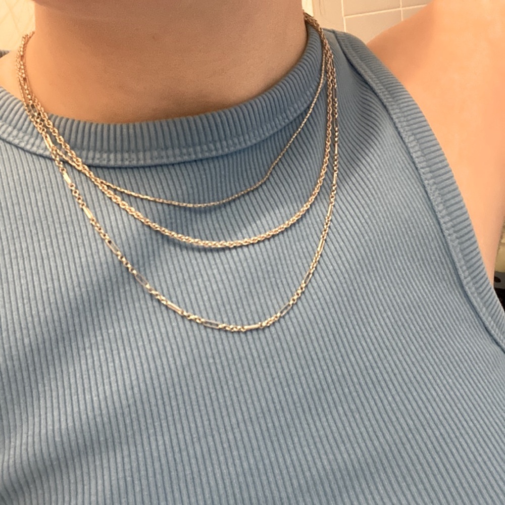 Madewell Silver Chain Necklace Set of 3